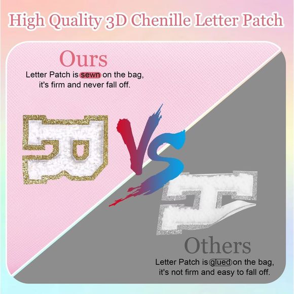 Small Personalized Letter Makeup Bag, Cute Pu Leather Chenille Letters😼 - Picture 4 of 6